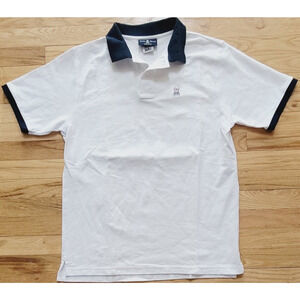 PSYCHO BUNNY POLO MENS PIQUE WHITE SHIRT SZ 7 L / XL
